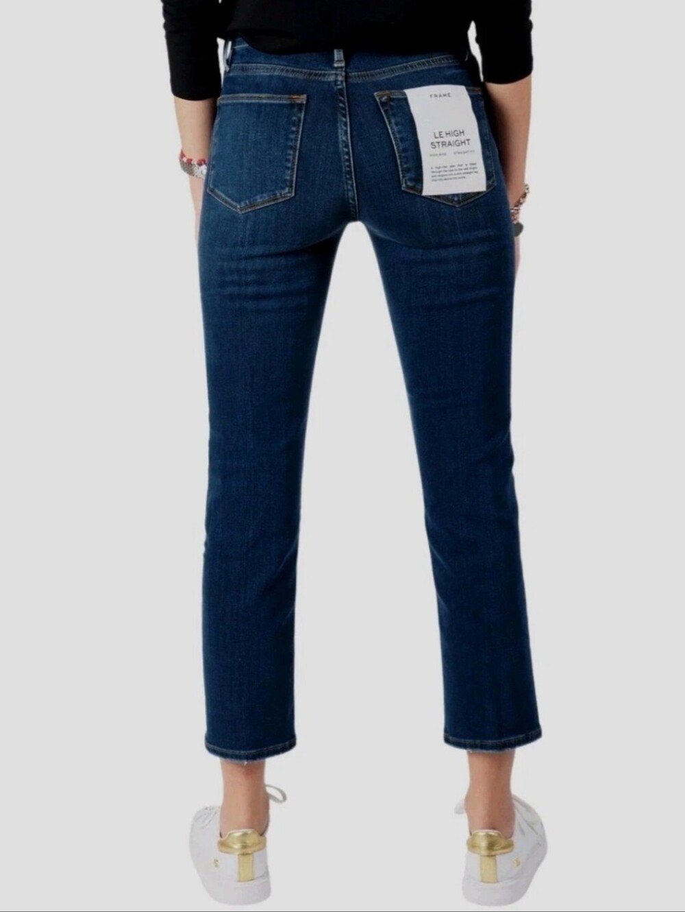 Frame Le High Straight Leg Jeans Dark Wash Ankle Stretch Mid Rise Minimalist 24 - Picture 2 of 13